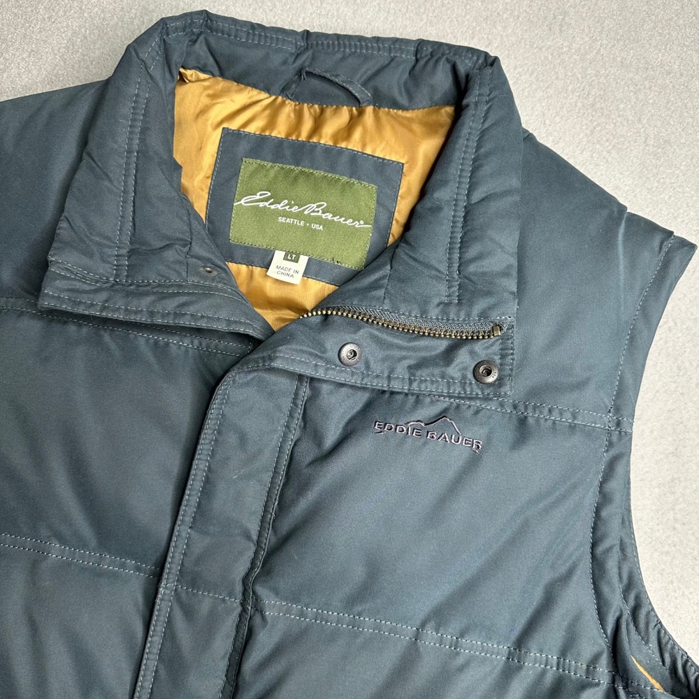 Eddie Bauer Mens LT Goose Down‎ Vest Puffer Quilted Insulated Puffer Jacket